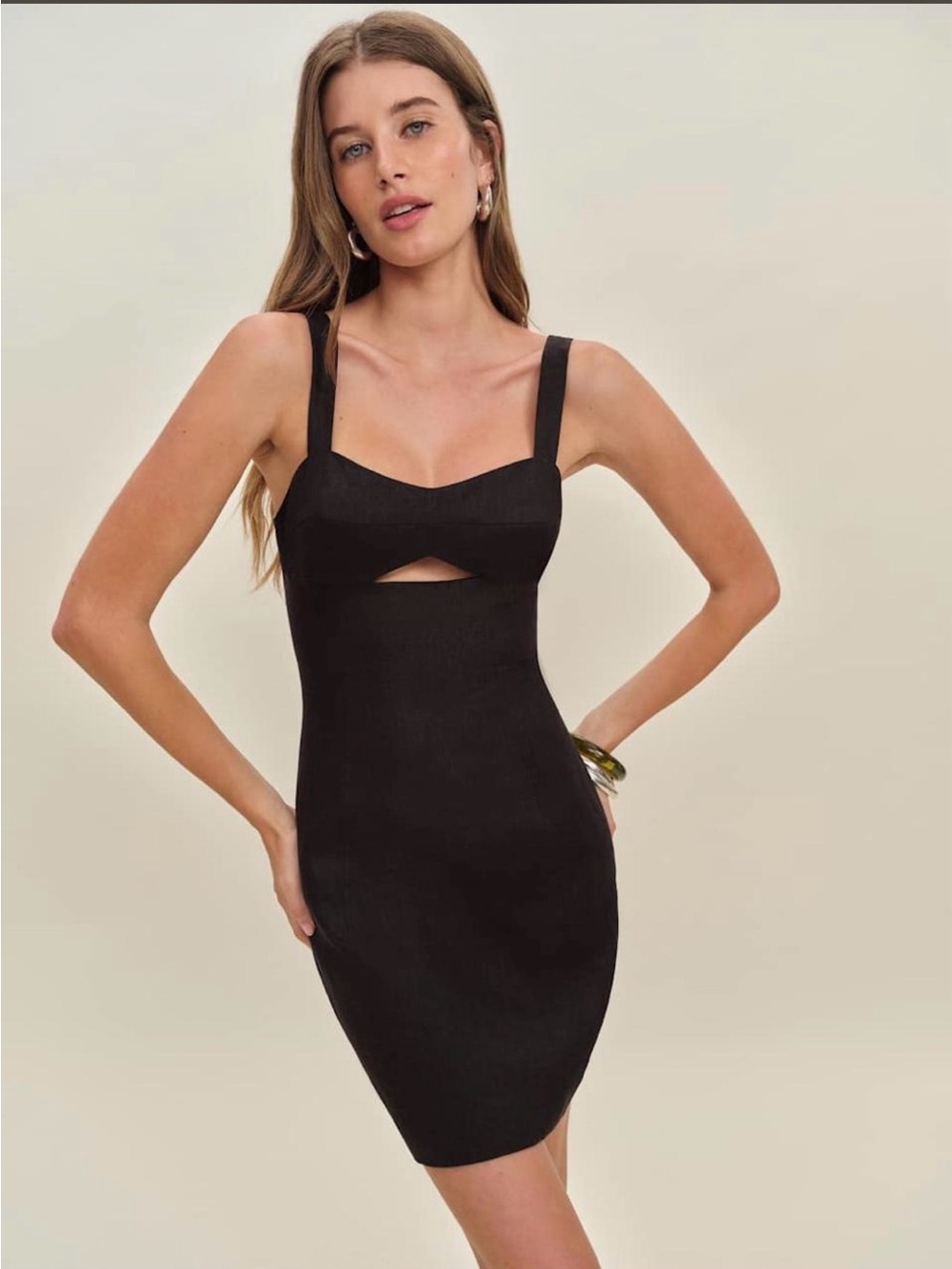 Reformation Black Mini Dress with Front Cutout